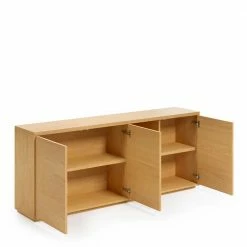 Budget 🥰 180x75x36 Cm Sideboard Mit Drei Türen & Fächern - Elastian 😀 -Reanna Shop 180x75x36 cm sideboard mit drei tueren faechern in eiche furnier elastian 02