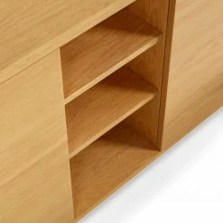 Budget 🥰 180x75x36 Cm Sideboard Mit Drei Türen & Fächern - Elastian 😀 -Reanna Shop 180x75x36 cm sideboard mit drei tueren faechern in eiche furnier elastian 03