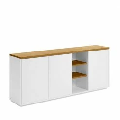 Angebote 🔔 180x75x36 Modernes Sideboard In Weiß & Eiche - Vintilias 😀