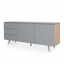 Rabatt 😀 180x76x45 Sideboard In Grau & Eiche - Buffalo ⭐ -Reanna Shop 180x76x45 sideboard in grau eiche skandi design buffalo 02