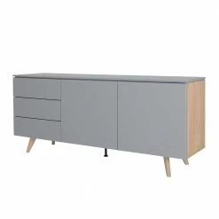 Rabatt 😀 180x76x45 Sideboard In Grau & Eiche - Buffalo ⭐