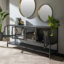 Bestes Angebot 🤩 180x80x40 Sideboard Aus Metall & Glas - Brayden ✨ 8 Bestes Angebot 🤩 180x80x40 Sideboard Aus Metall & Glas - Brayden ✨ -Reanna Shop 180x80x40 sideboard aus metall glas mit 4 tueren ablageboden brayden 02