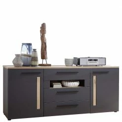 Auslauf 🌟 180x81x44 Cm Sideboard In Dunkelgrau - Svanjon 😉