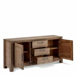 Schlussverkauf 😍 180x85x45 Sideboard Teilmassiv Akazie - Nurelia ✔️ -Reanna Shop 180x85x45 sideboard teilmassiv akazie mit metallgriffen nurelia 02