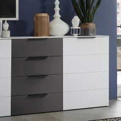 Budget ⌛ 180x91x45 Anrichte In Weiß & Grau MDF - Risov ❤️ 6 Budget ⌛ 180x91x45 Anrichte In Weiß & Grau MDF - Risov ❤️ -Reanna Shop 180x91x45 anrichte in weiss grau mdf melaminbeschichtet risov 02