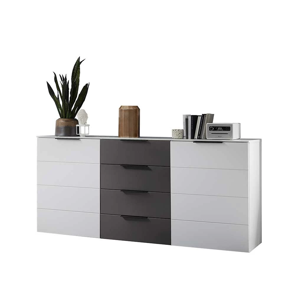 Budget ⌛ 180x91x45 Anrichte In Weiß & Grau MDF - Risov ❤️ 1 Budget ⌛ 180x91x45 Anrichte In Weiß & Grau MDF - Risov ❤️