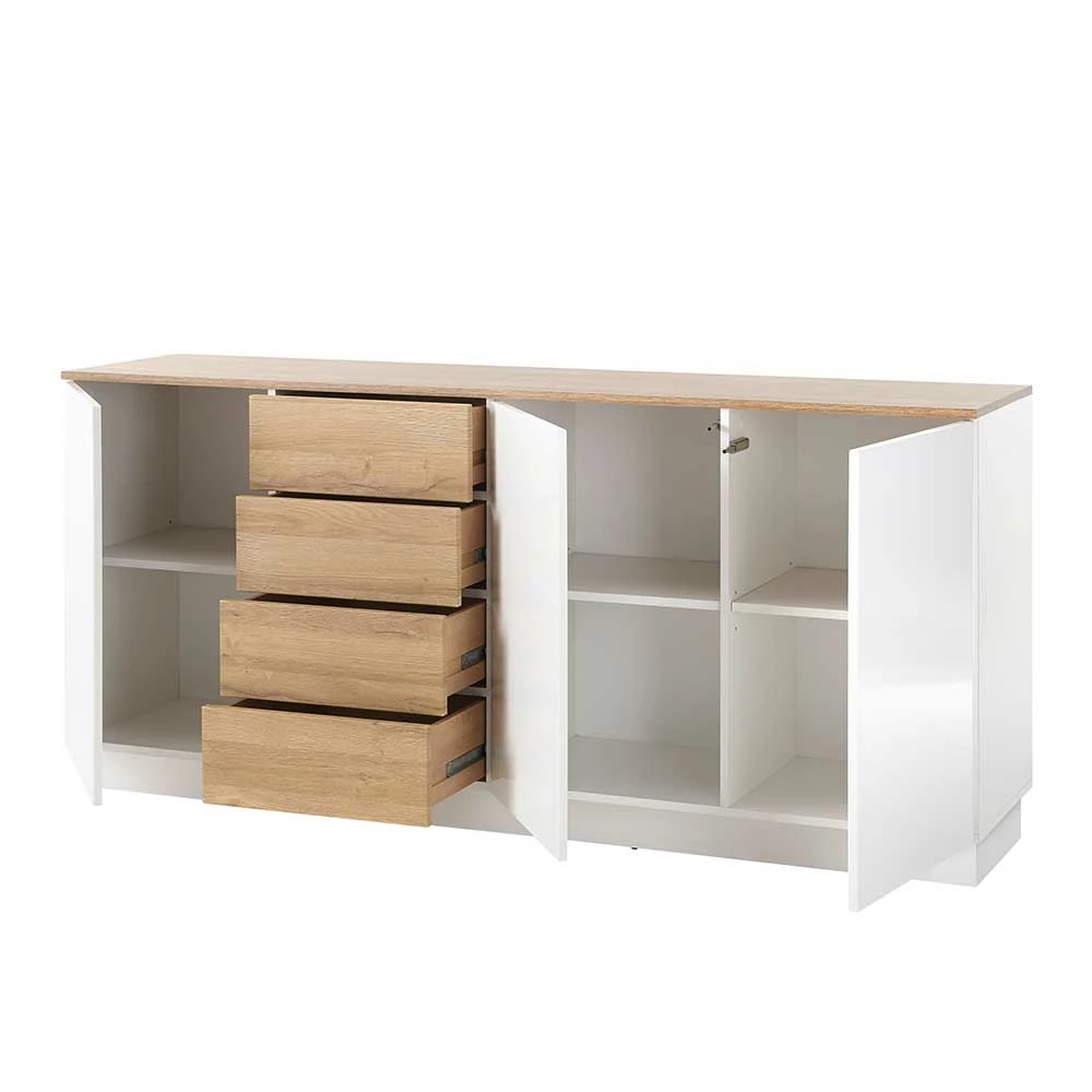 Bestpreis 😉 181x85x43 Wohnzimmer Schrank In Weiß Glanz & Wildeiche - Dailin II 🔥 4 Bestpreis 😉 181x85x43 Wohnzimmer Schrank In Weiß Glanz & Wildeiche - Dailin II 🔥 – Bild 4