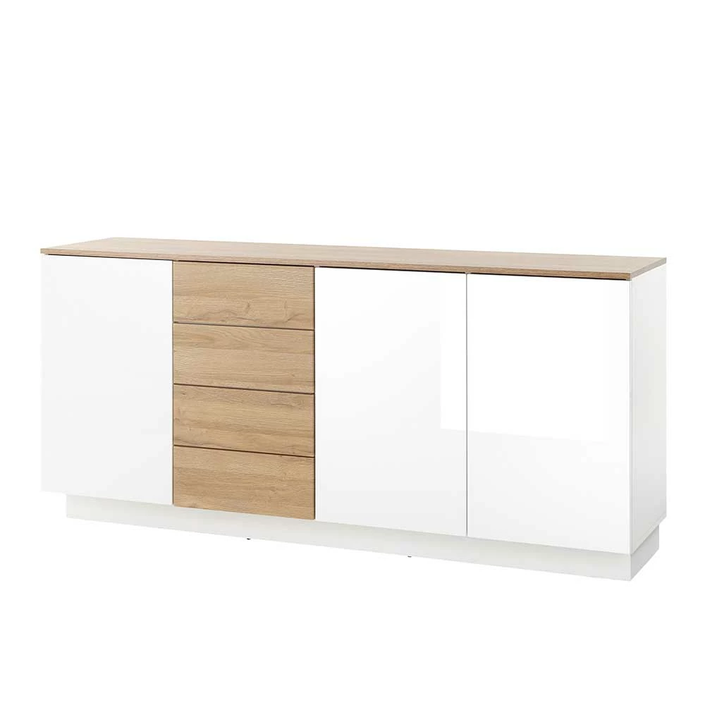 Bestpreis 😉 181x85x43 Wohnzimmer Schrank In Weiß Glanz & Wildeiche - Dailin II 🔥 1 Bestpreis 😉 181x85x43 Wohnzimmer Schrank In Weiß Glanz & Wildeiche - Dailin II 🔥