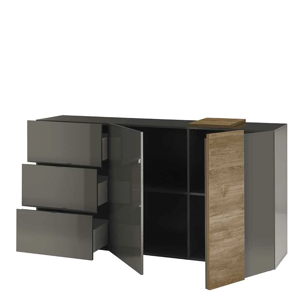 Billig 😍 181x94x44 Hochglanz Kombi-Kommode In Grau - Eracosta 💯 4 Billig 😍 181x94x44 Hochglanz Kombi-Kommode In Grau - Eracosta 💯 – Bild 4