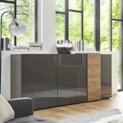 Billig 😍 181x94x44 Hochglanz Kombi-Kommode In Grau - Eracosta 💯 10 Billig 😍 181x94x44 Hochglanz Kombi-Kommode In Grau - Eracosta 💯 -Reanna Shop 181x94x44 hochglanz kombi kommode in grau eiche eracosta 04