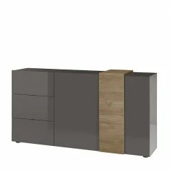 Billig 😍 181x94x44 Hochglanz Kombi-Kommode In Grau - Eracosta 💯