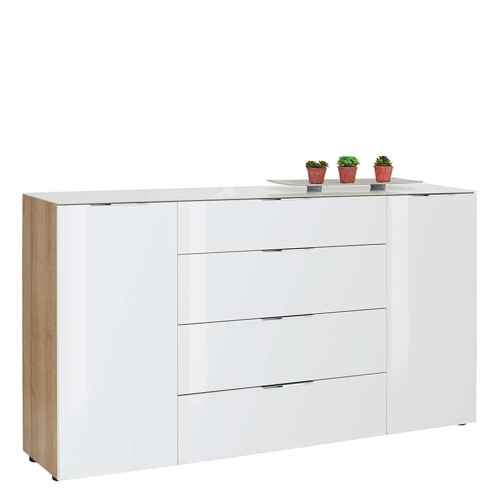 Budget ✨ 181x99x40 Hohes Sideboard In Weiß Glas - Ayfuna 👍 2 Budget ✨ 181x99x40 Hohes Sideboard In Weiß Glas - Ayfuna 👍 – Bild 2