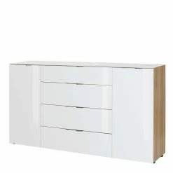Budget ✨ 181x99x40 Hohes Sideboard In Weiß Glas - Ayfuna 👍