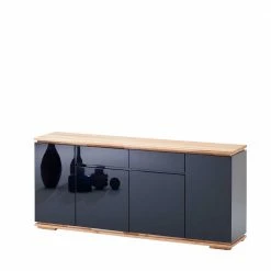 Schlussverkauf 🎁 182x81x40 Hochglanz Sideboard In Schwarz - Ercurs 🌟