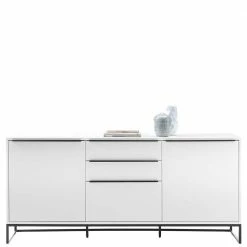 Schlussverkauf 💯 184x85x40 Sideboard In Weiß Mit Schwarz - Enkraja 😀 -Reanna Shop 184x85x40 sideboard in weiss mit schwarz mit buegelgestell aus metall enkraja 02
