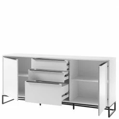 Schlussverkauf 💯 184x85x40 Sideboard In Weiß Mit Schwarz - Enkraja 😀 -Reanna Shop 184x85x40 sideboard in weiss mit schwarz mit buegelgestell aus metall enkraja 03