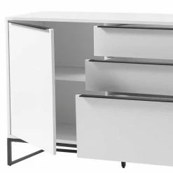 Schlussverkauf 💯 184x85x40 Sideboard In Weiß Mit Schwarz - Enkraja 😀 -Reanna Shop 184x85x40 sideboard in weiss mit schwarz mit buegelgestell aus metall enkraja 04