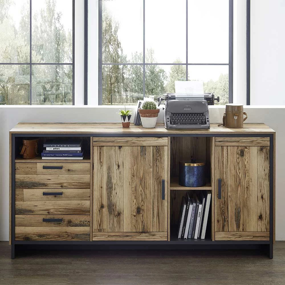 Auslauf ⭐ 184x89x45 Sideboard In Rustikalem Holz Dekor - Olegana 🛒 2 Auslauf ⭐ 184x89x45 Sideboard In Rustikalem Holz Dekor - Olegana 🛒 – Bild 2