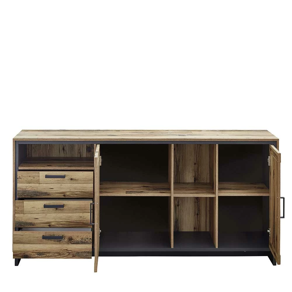 Auslauf ⭐ 184x89x45 Sideboard In Rustikalem Holz Dekor - Olegana 🛒 3 Auslauf ⭐ 184x89x45 Sideboard In Rustikalem Holz Dekor - Olegana 🛒 – Bild 3