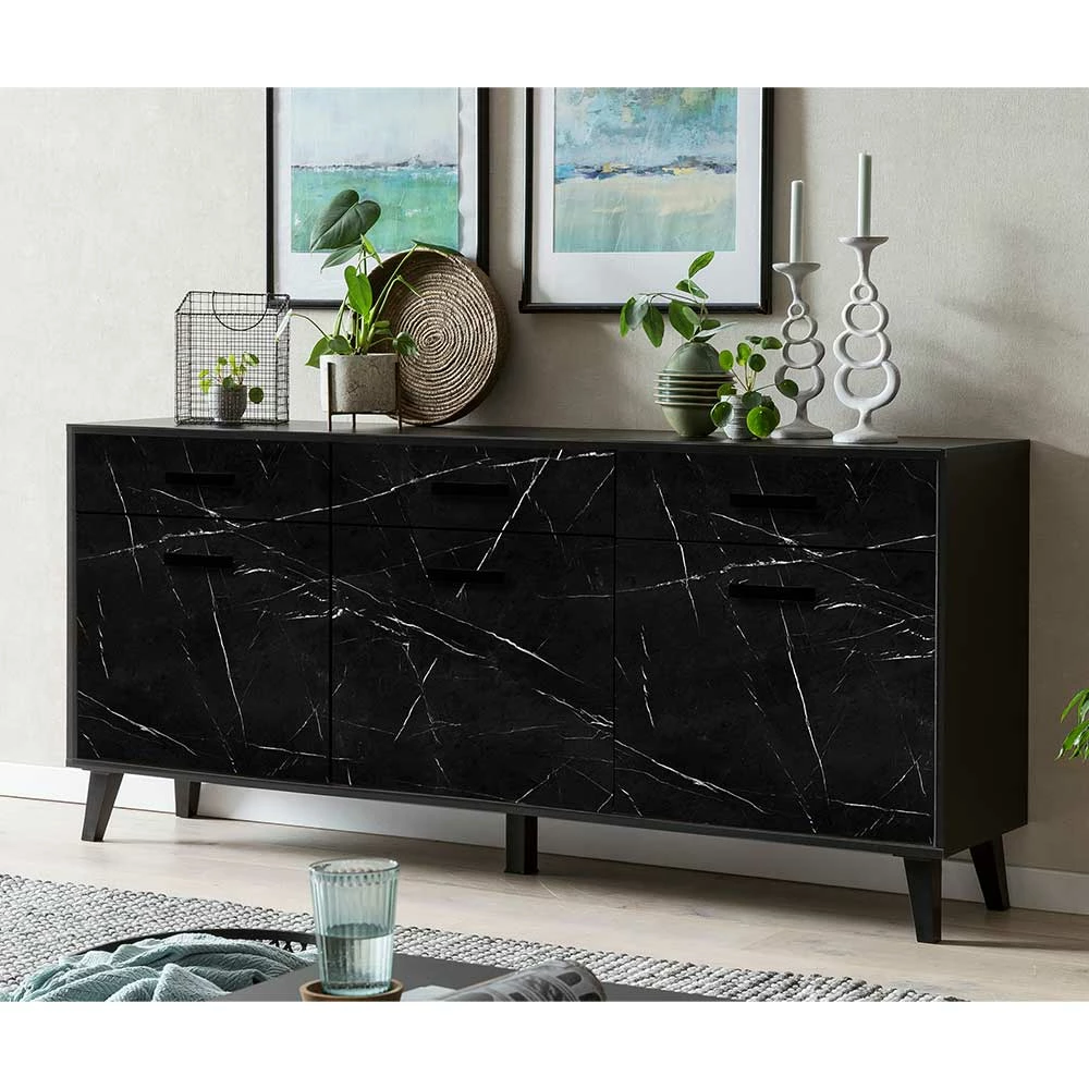 Bestpreis 🌟 186x85x40 Sideboard In Marmoroptik Schwarz - Jaennos 💯 3 Bestpreis 🌟 186x85x40 Sideboard In Marmoroptik Schwarz - Jaennos 💯 – Bild 3