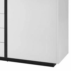 Aktion 🧨 192cm Breite Wohnzimmer Kommode In Weiß - Laucata 💯 -Reanna Shop 192cm breite wohnzimmer kommode in weiss mit schwarz laucata 04