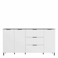 Neu 🎁 192x98x40 Große Anrichte In Weiß & Marmor - Mydenza 🛒 -Reanna Shop 192x98x40 grosse anrichte in weiss marmor mit 3 tueren 3 schubladen mydenza 02