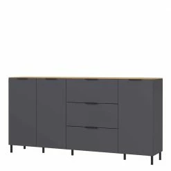 Schlussverkauf 🔥 192x98x40 Hohes Sideboard In Dunkelgrau - Lurys 👏