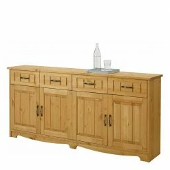 Angebote 🥰 194x89x37 Holz Sideboard Aus Kiefer Natur - Vanpos 🌟