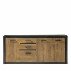 Am billigsten ✨ 198cm Langes Sideboard In Kastanie Holz-Optik - Ebrican 🎉 -Reanna Shop 198cm langes sideboard in kastanie holz optik und schwarz ebrican 02