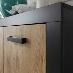 Am billigsten ✨ 198cm Langes Sideboard In Kastanie Holz-Optik - Ebrican 🎉 -Reanna Shop 198cm langes sideboard in kastanie holz optik und schwarz ebrican 05