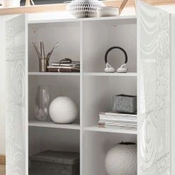 Angebote 🥰 2-türige Kommode In Hochglanz Weiß - Vascaub 👍 -Reanna Shop 2 tuerige kommode in hochglanz weiss lackiert mit druck vascaub 03