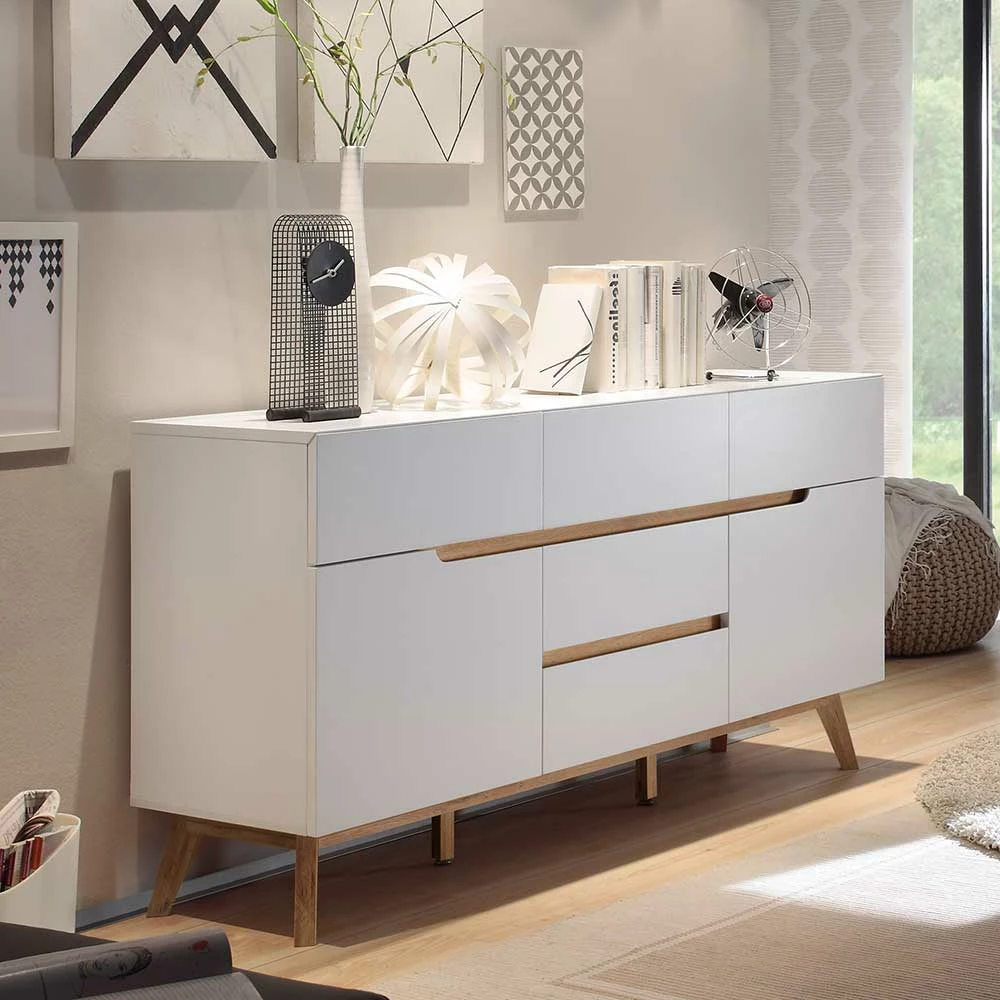 Bestes Angebot 👍 2-türige Retro Kommode Mit 5 Schubladen Flacon In Weiß 👍 2 Bestes Angebot 👍 2-türige Retro Kommode Mit 5 Schubladen Flacon In Weiß 👍 – Bild 2