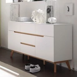 Bestes Angebot 👍 2-türige Retro Kommode Mit 5 Schubladen Flacon In Weiß 👍 8 Bestes Angebot 👍 2-türige Retro Kommode Mit 5 Schubladen Flacon In Weiß 👍 -Reanna Shop 2 tuerige retro kommode mit 5 schubladen in weiss eiche flacon 02