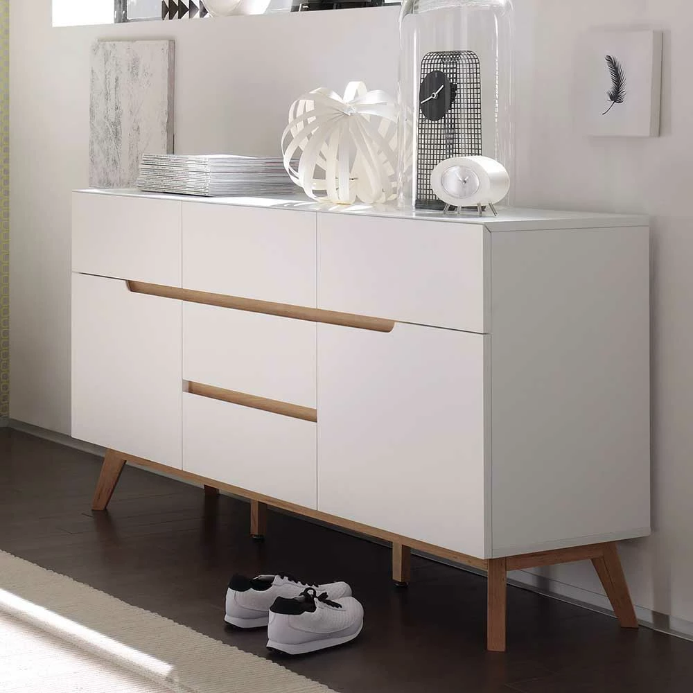 Bestes Angebot 👍 2-türige Retro Kommode Mit 5 Schubladen Flacon In Weiß 👍 3 Bestes Angebot 👍 2-türige Retro Kommode Mit 5 Schubladen Flacon In Weiß 👍 – Bild 3