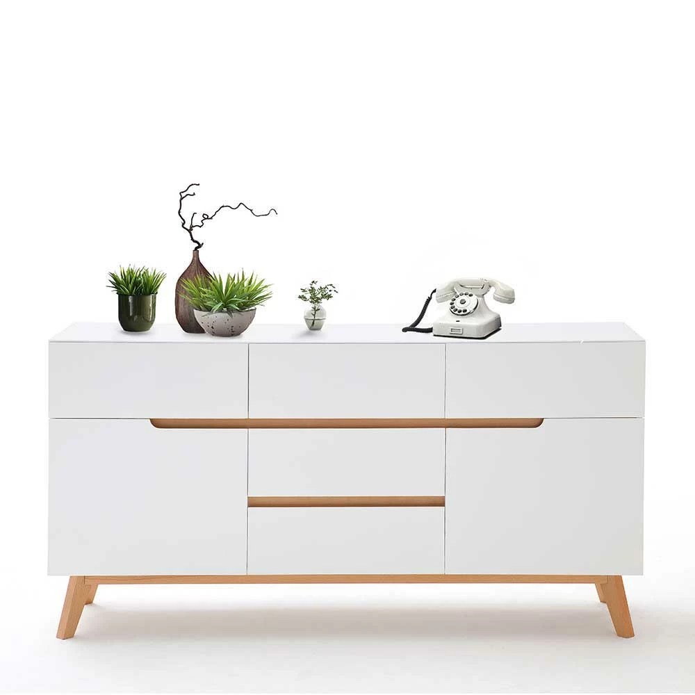 Bestes Angebot 👍 2-türige Retro Kommode Mit 5 Schubladen Flacon In Weiß 👍 4 Bestes Angebot 👍 2-türige Retro Kommode Mit 5 Schubladen Flacon In Weiß 👍 – Bild 4