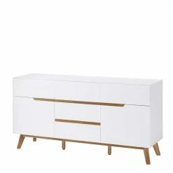 Bestes Angebot 👍 2-türige Retro Kommode Mit 5 Schubladen Flacon In Weiß 👍