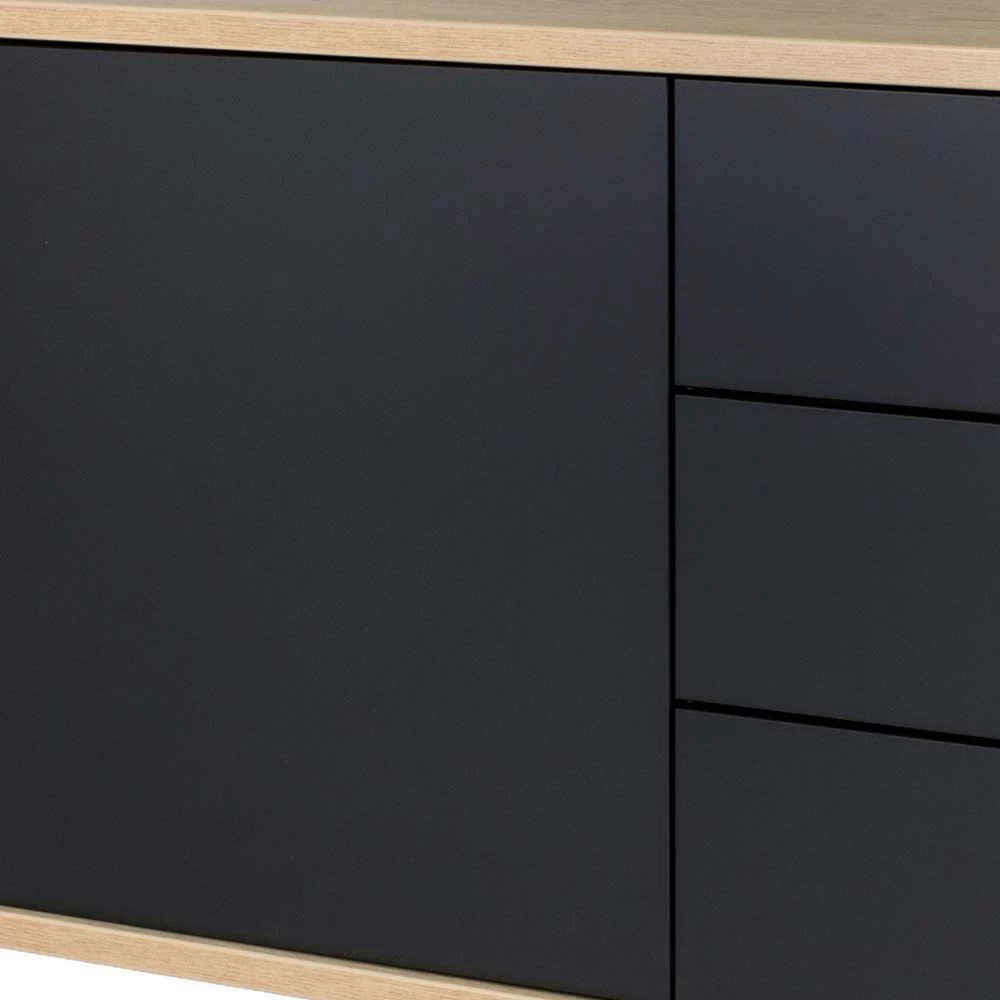 Schlussverkauf 🤩 2-türiges Sideboard Mit 3 Schubladen Chicron In Schwarz & Eiche 😀 6 Schlussverkauf 🤩 2-türiges Sideboard Mit 3 Schubladen Chicron In Schwarz & Eiche 😀 – Bild 6