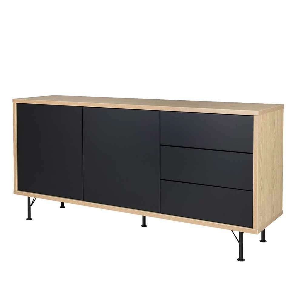 Schlussverkauf 🤩 2-türiges Sideboard Mit 3 Schubladen Chicron In Schwarz & Eiche 😀 1 Schlussverkauf 🤩 2-türiges Sideboard Mit 3 Schubladen Chicron In Schwarz & Eiche 😀