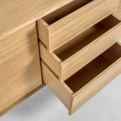 Bestes Angebot 😀 200x86x45 Skandi Sideboard In Eiche - Grover 🛒 -Reanna Shop 200x86x45 skandi sideboard in eiche mit drei tueren schubladen grover 04