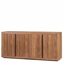 Coupon 🤩 200x90x50 Teak Sideboard In Natur & Schwarz - Myons 🤩