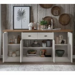 Besorgen 😀 202x91x45 Country Anrichte In Weiß & Eiche - Henry 🤩 -Reanna Shop 202x91x45 country anrichte in weiss eiche aus massivholz henry 02