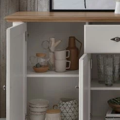 Besorgen 😀 202x91x45 Country Anrichte In Weiß & Eiche - Henry 🤩 -Reanna Shop 202x91x45 country anrichte in weiss eiche aus massivholz henry 04