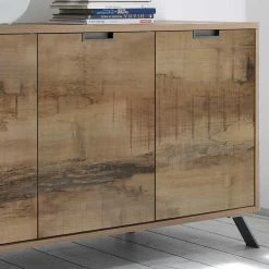 Auslauf 💯 206cm Breites 4-türiges Sideboard Modern - Shinoria 🛒 -Reanna Shop 206cm breites 4 tueriges sideboard modern in vintage holz optik shinoria 03