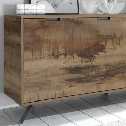 Angebote 🛒 206x85x50 Cm Sideboard Mit Metall-Füßen - Shinoria ❤️ -Reanna Shop 206x85x50 cm sideboard mit metall fuessen 3 tueren 3 schubladen shinoria 02