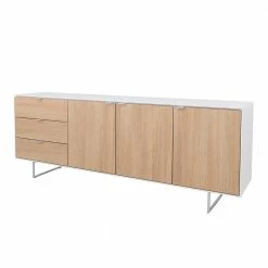 Bestpreis 😀 208x77x43 Sideboard In Eiche Dekor & Weiß - Lysdanu 🤩