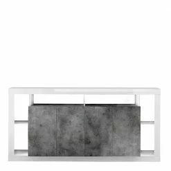 Schlussverkauf 👍 210x102x42 Hochglanz Sideboard In Weiß & Beton NB - Harrisons 😀