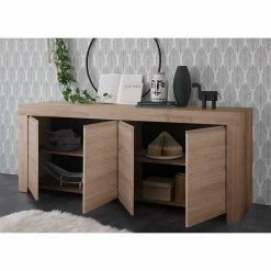Großhandel ⌛ 210x81x42 Sideboard Mit Zwei Doppeltüren - Karika ✨ -Reanna Shop 210x81x42 sideboard mit zwei doppeltueren in dekor eiche karika 02