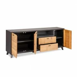 Besorgen 🤩 210x85x47 Sideboard In Eiche Bianco & Grau - Hopiz 😉 -Reanna Shop 210x85x47 sideboard in eiche bianco grau mit viel stauraum hopiz 03