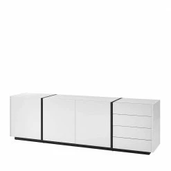 Beste Bewertungen von 🌟 212 Cm Breites Sideboard In Weiß Mit Schwarz - Laucata 😉