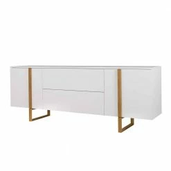 Neu 🎉 216x78x43 Skandi Sideboard Mit Bügelgestell Aus Holz - Toinun 🔔